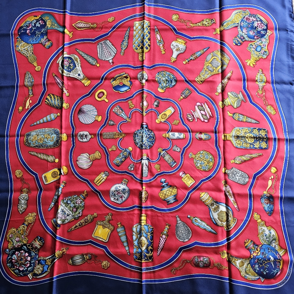 Vintage Hermes Qu Importe Le Flacon Silk Scarf Perfume Bottles - Picture 4 of 7